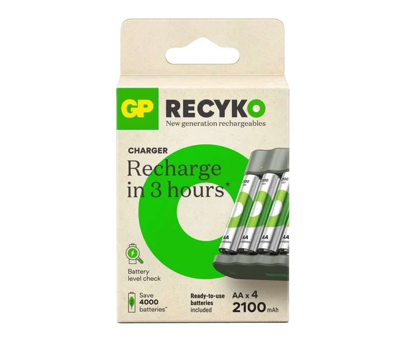 GP Recyko B441 USB Charger with 4 AA Rechargeable Batteries 2100 mAh