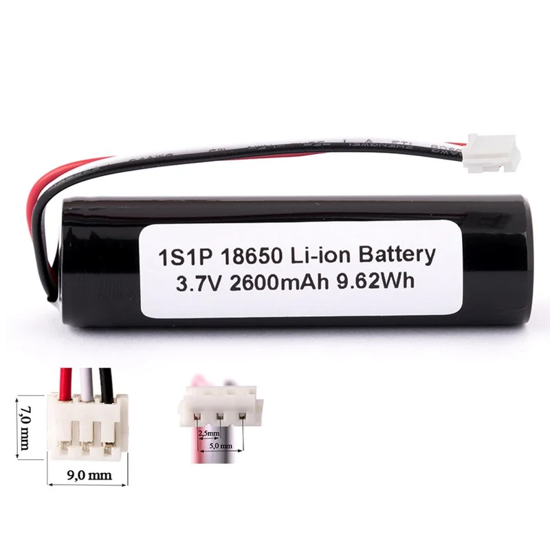 3,7V 2600mAh 18650 Li-Ionen-Akku mit BMS 26J-Kabel und Stecker