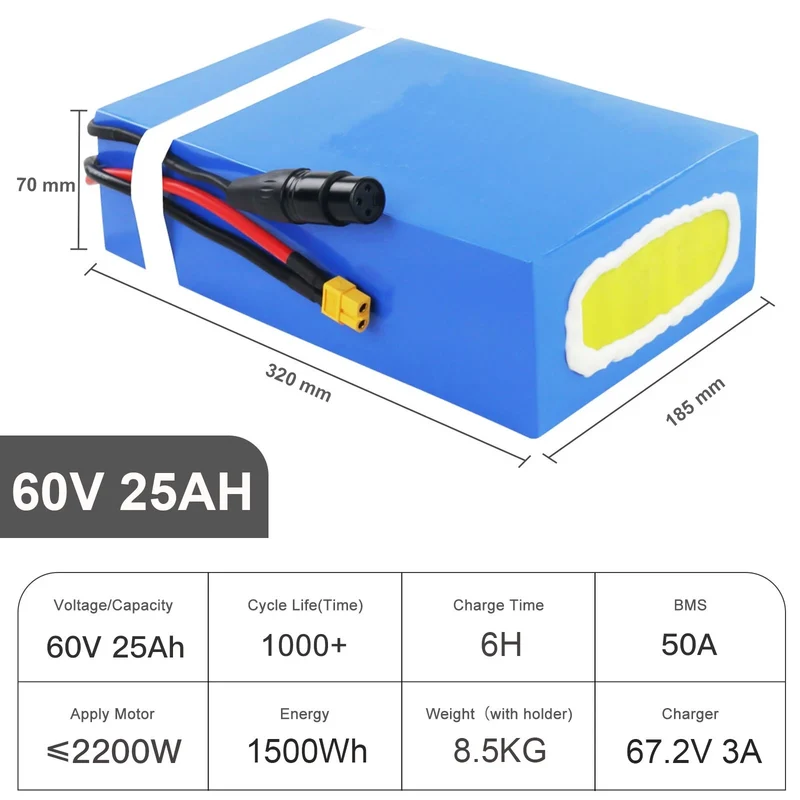 60V 25Ah Lithium-Ionen Ersatzakku für Harley E-Scooter & CityCoco 1500Wh Long-Range