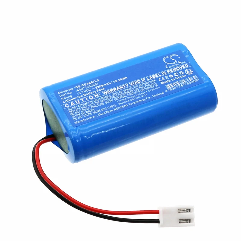 3,7V 5200mAh Ersatzbatterie für Cricket CRYSTALWAY GUIDELED 19821 40071354590 40071354879 Outdoor Wallet 1-8 Notlicht