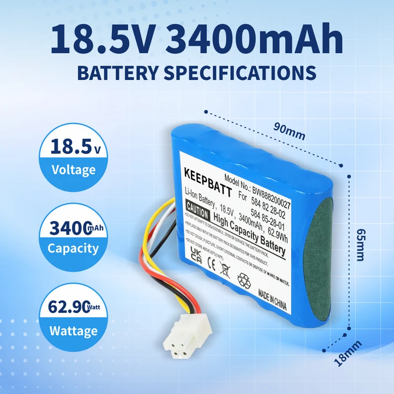 18,5V 3400mAh Li-Ionen-Ersatzakku kompatibel mit Husqvarna Automower 310 Mähroboter
