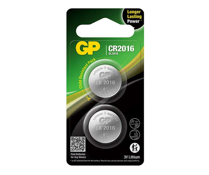 GP Lithium Coin Batteries CR2016