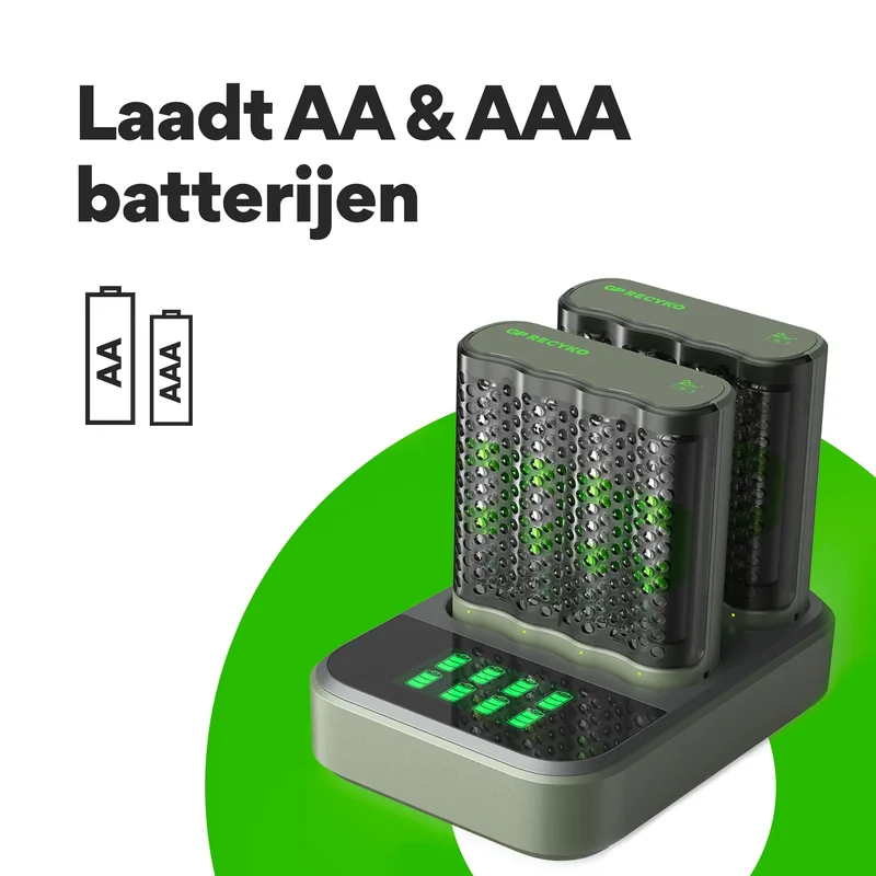 GP ReCyko Speed Double Charger Dock (USB) D851 and 2 x Speed Charger (USB) M452 with 8 x Recyko AA 2600mAh NiMH Batteries