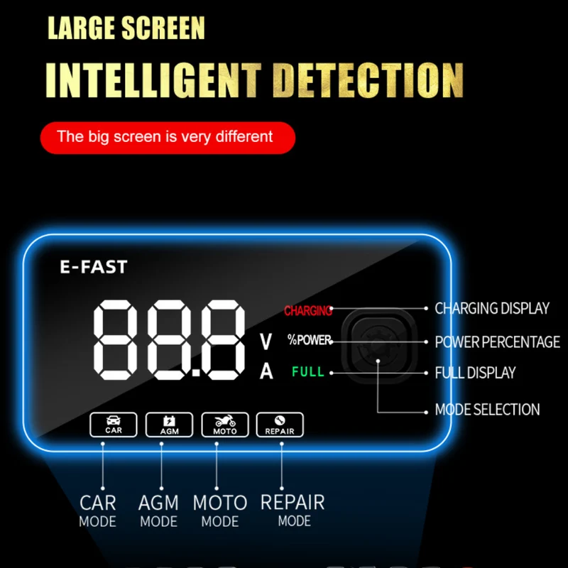 E-FAST Autobatterie-Ladegerät Reparatur 12V Ladegerät für Motorradbatterie Ladung Blei Säure Batterie Ladegerät
