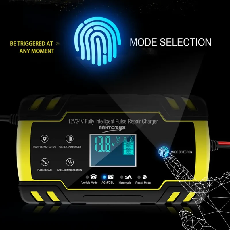 Anhtczyx 12V 24V Blei-Säure-Batterieladegerät Autobatterieladegerät für Motorradbatterie AGM