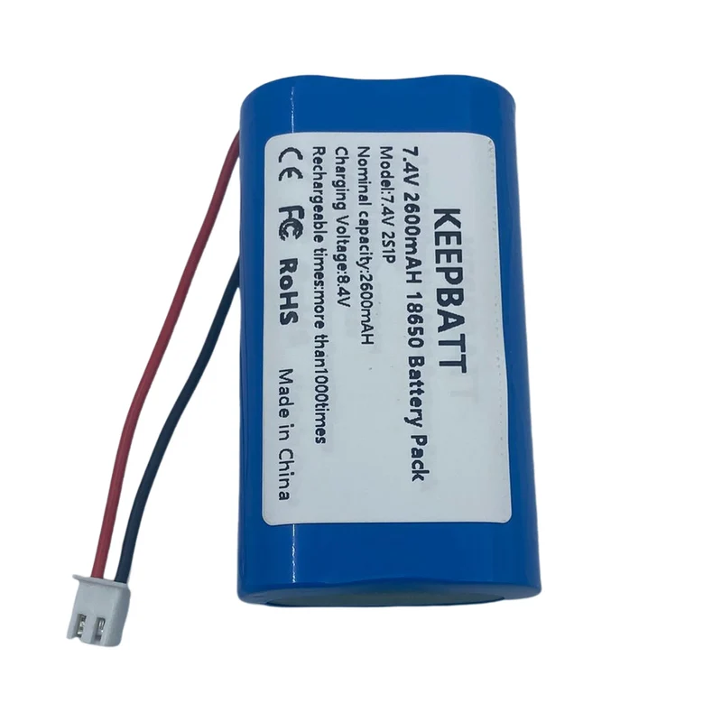 NTC 7,4V 18650 2S1P 2600mAh Akku für Scheinwerfer Taschenlampe XH2.54-2P Beachten Polarität