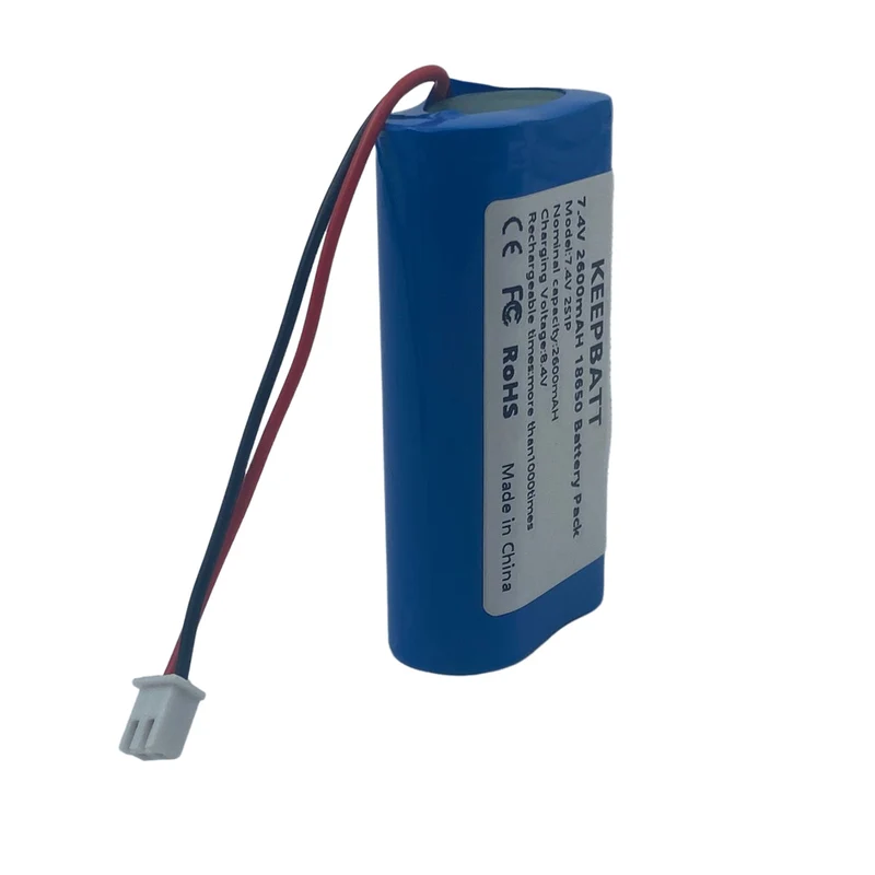 NTC 7,4V 18650 2S1P 2600mAh Akku für Scheinwerfer Taschenlampe XH2.54-2P Beachten Polarität