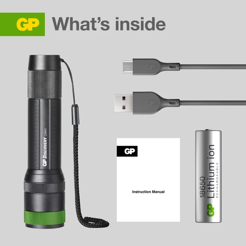 GP Discovery CR41 Rechargeable Torch (650 Lumen) with 1 18650