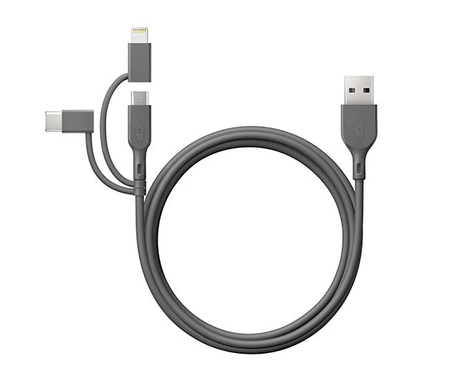 GP 1 metre 3-in-1 USB-A to Lightning, USB-C & Micro-USB Charge & Sync Cable CY1N