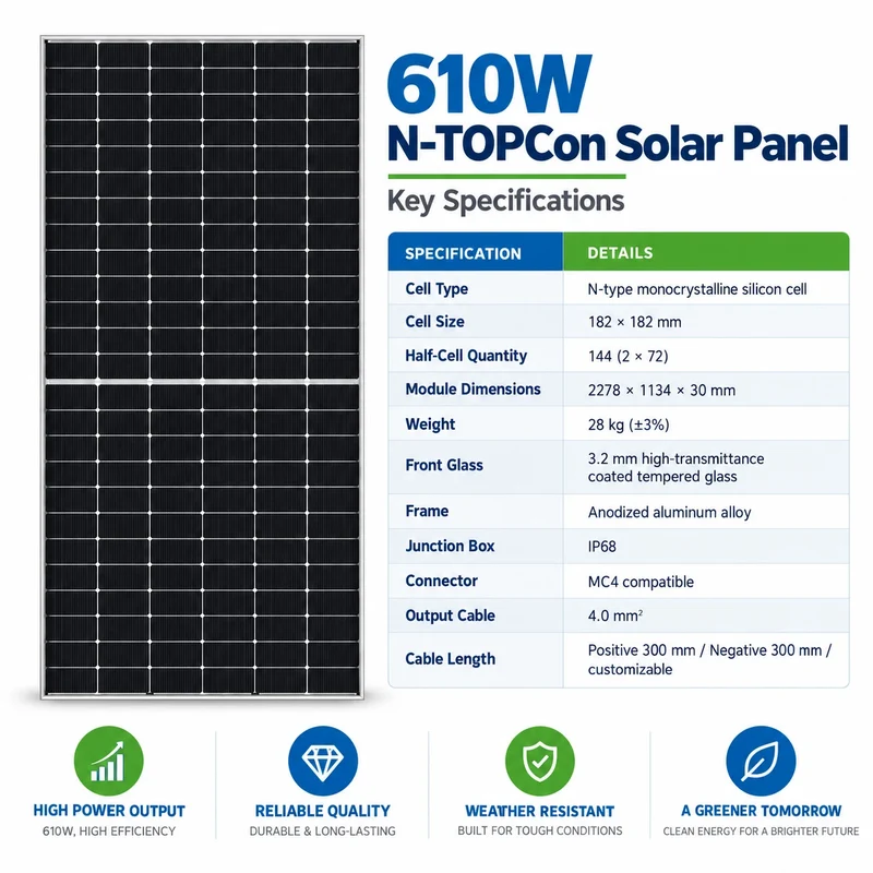 610-W-N-TOPCon-monokristallines Solarmodul