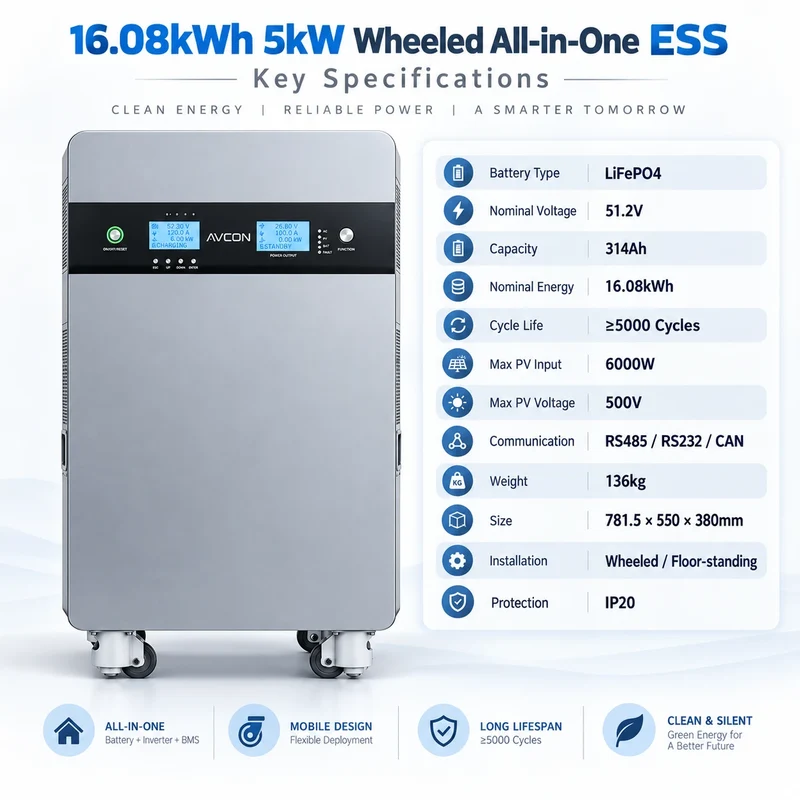 16.08 kWh 5 kW mobiles All-in-One-Off-Grid-Energiespeichersystem