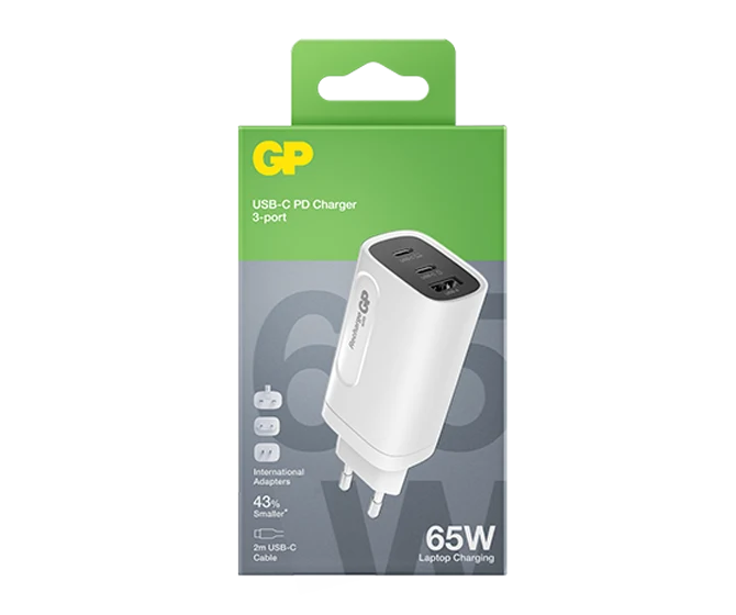GP 65W GaN Charger 3-ports USB-C & USB-A GM3A