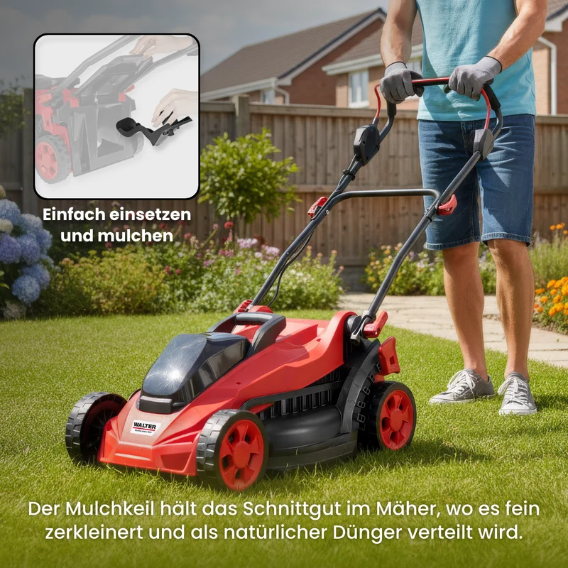Akku-Rasenmäher mit Mulchfunktion und 2x Akku