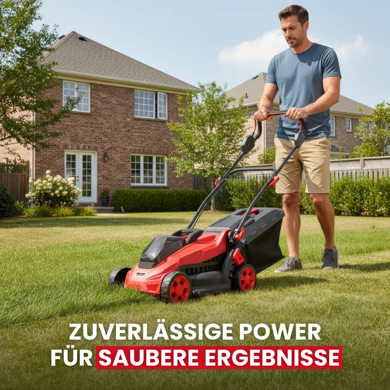 Akku-Rasenmäher mit Mulchfunktion und 2x Akku