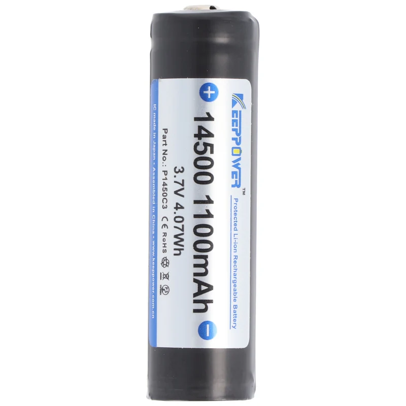 Keeppower Akku 14500 3,7V 1100mAh Li-Ion Akku PCB geschützt P1450C3