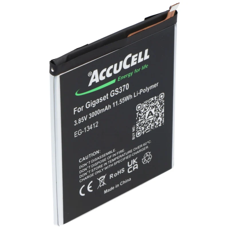 AccuCell Akku passend für Gigaset GS370, Li-Polymer, 3,85V, 2850mAh, 11,0Wh