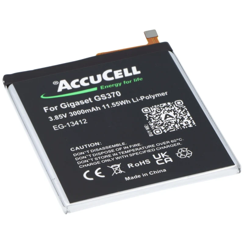 AccuCell Akku passend für Gigaset GS370, Li-Polymer, 3,85V, 2850mAh, 11,0Wh