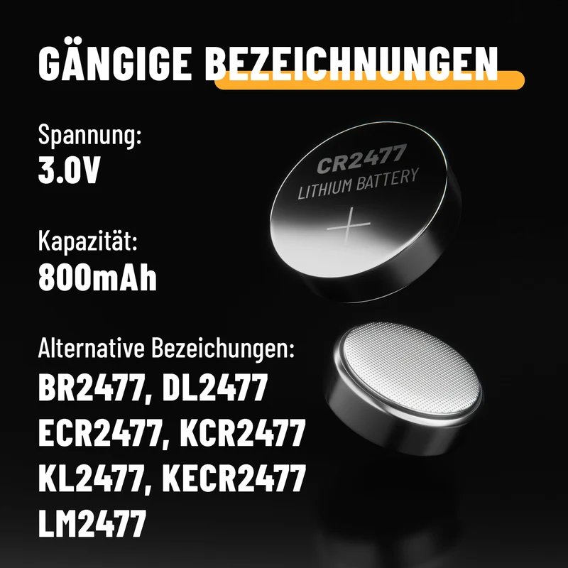 CR2477 Knopfzellen, 3 V Lithium