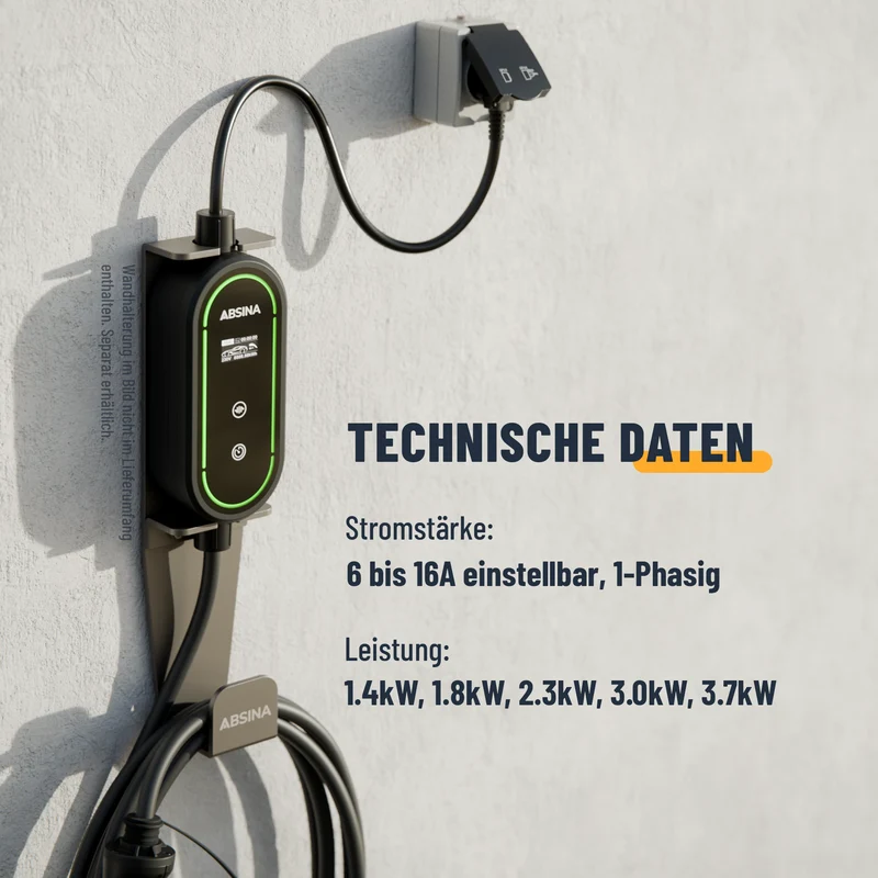 Ladekabel Typ 2 Schuko, einstellbarer Ladestrom, 6m Kabel