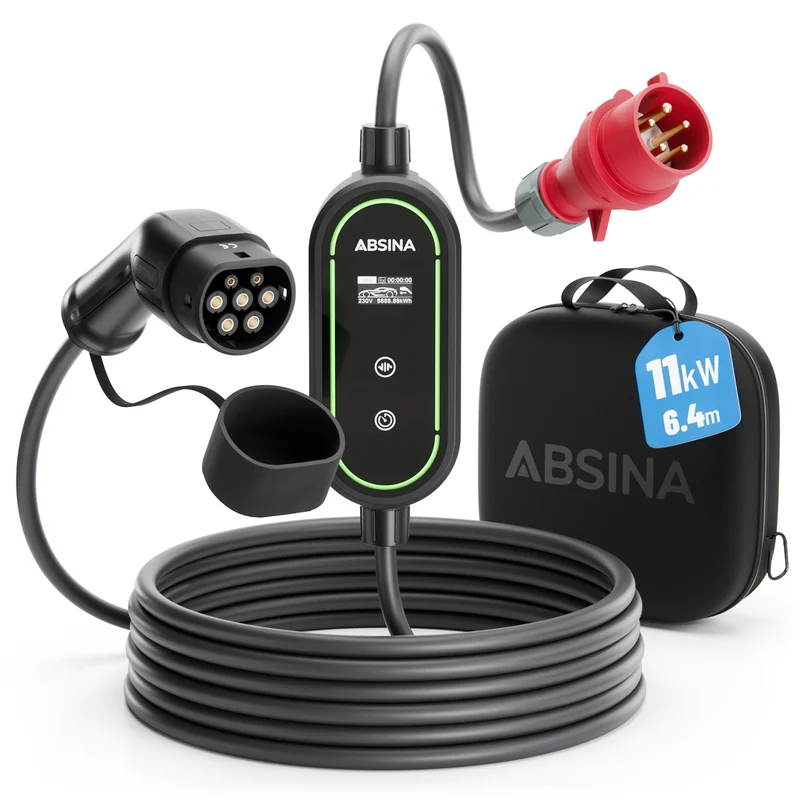 Ladekabel Typ 2 CEE, einstellbarer Ladestrom, 6,4m Kabel