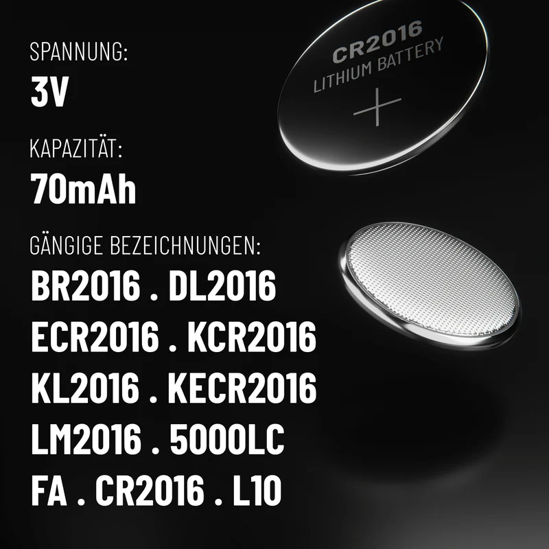 CR2016 Knopfzellen, 3 V Lithium