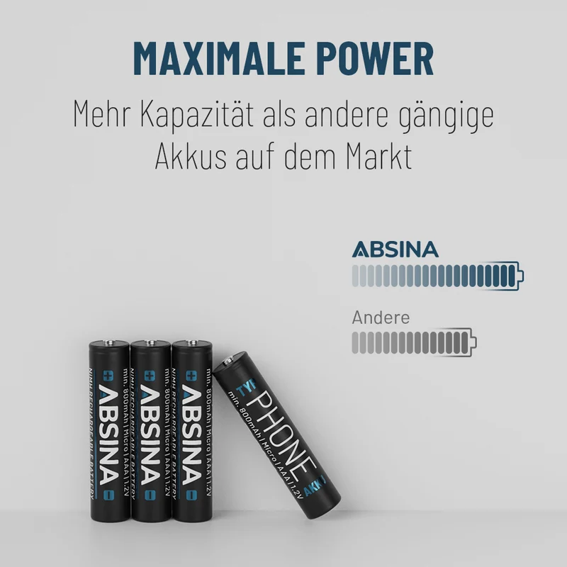 Telefonakkus AAA, 800 mAh, 1,2 V NiMH