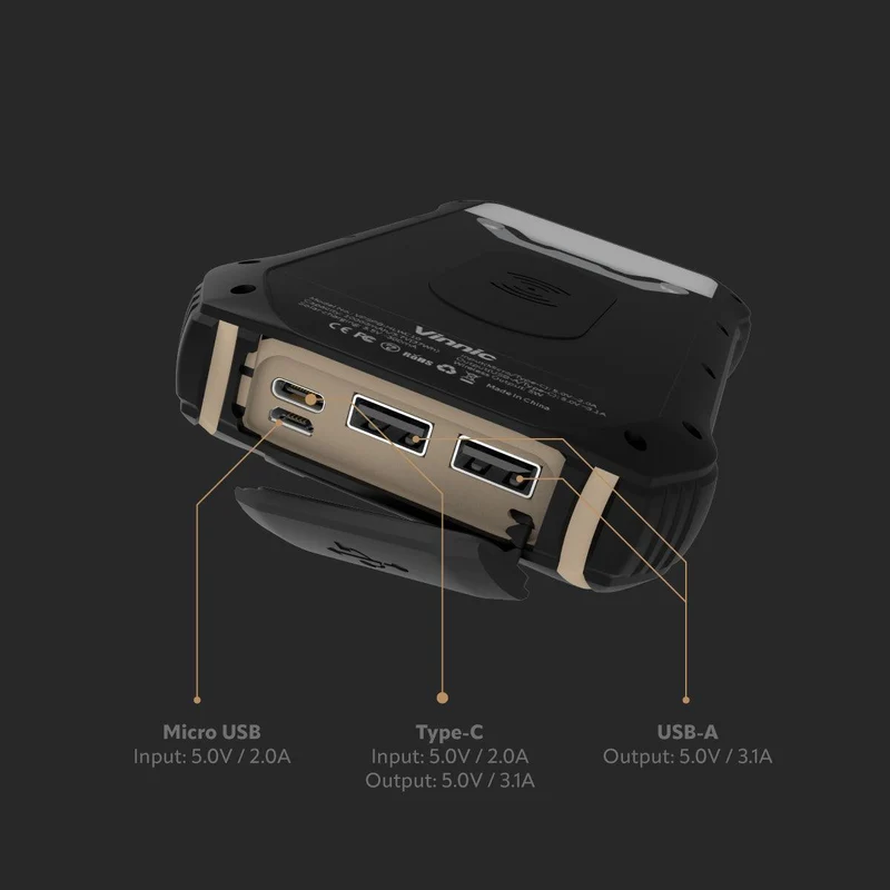SACA PEAK Solar Kabellose Powerbank 10K + LED