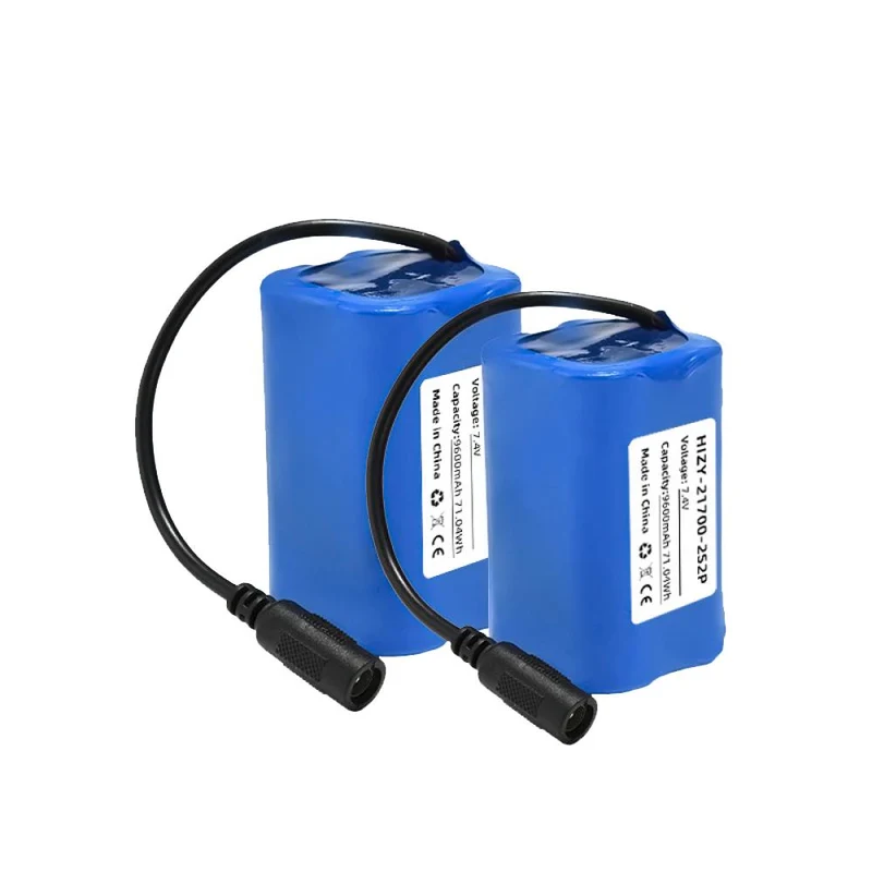 21700 2S2P 7.4V 9600mah Wiederaufladbarer Akku mit DC Stecker für Led-Licht