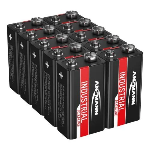 ANSMANN Industrial Alkaline-Batterien Block E / 6LR61 9 V – 10er Pack