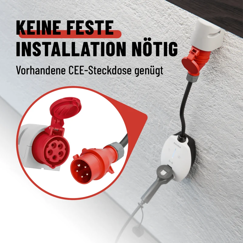 Mobile Wallbox 11 kW mit App, CEE 16 A