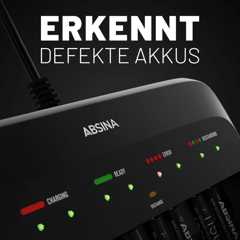 Akkuladegerät X10 für AA, AAA und Blockakkus mit 9 V