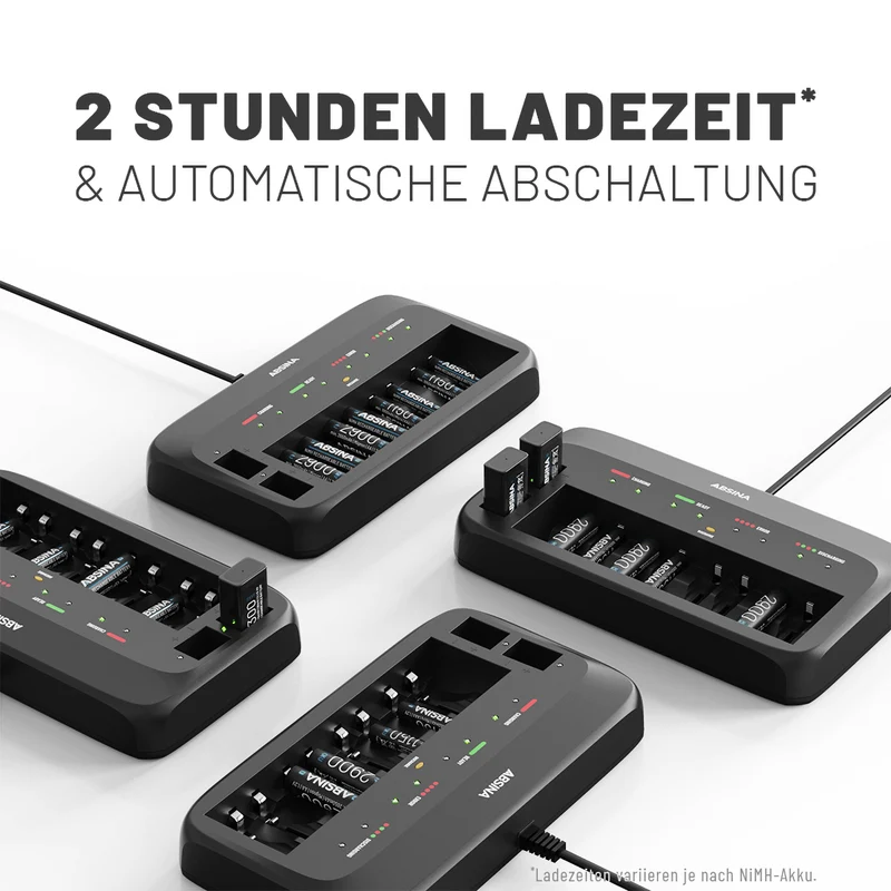 Akkuladegerät X10 für AA, AAA und Blockakkus mit 9 V