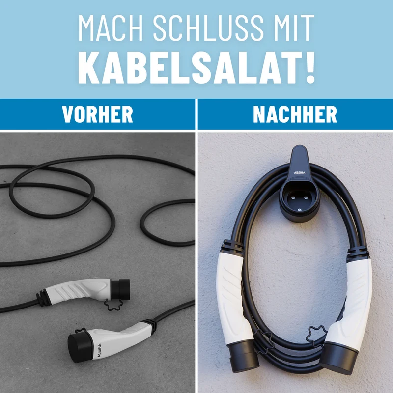 Wandhalterung für Typ 2 Ladekabel bis 10 m
