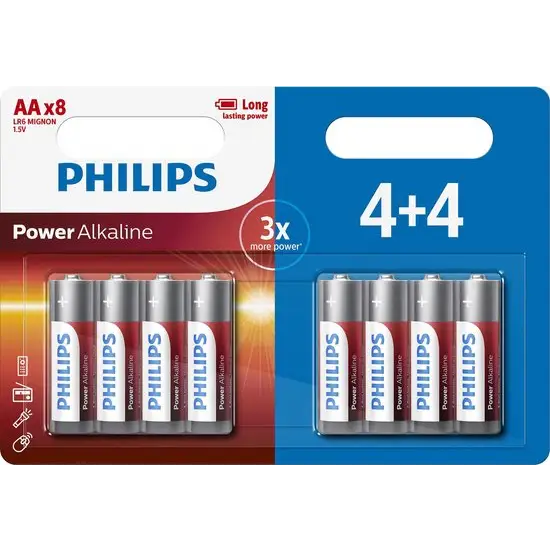 Philips Power Alkaline AA Batterij 8 Stuks