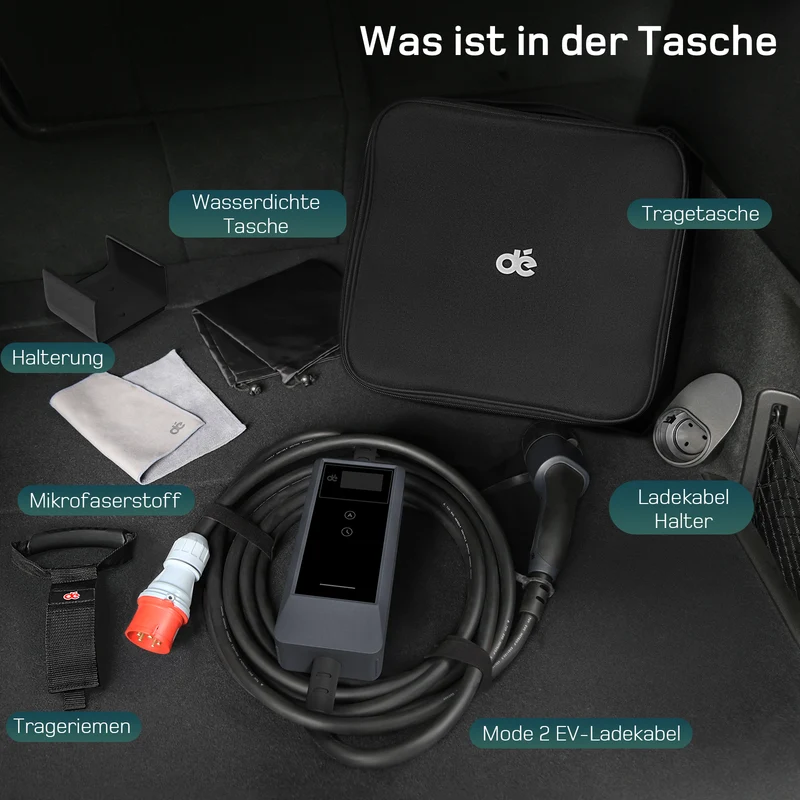 11 kW mobiles EV-Ladegerät Typ 2 | CEE16 rot | 6 m | 6–16 A einstellbar