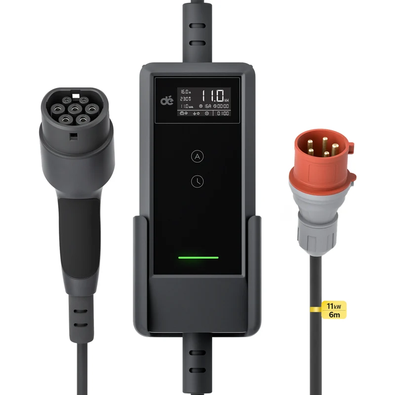 11 kW mobiles EV-Ladegerät Typ 2 | CEE16 rot | 6 m | 6–16 A einstellbar