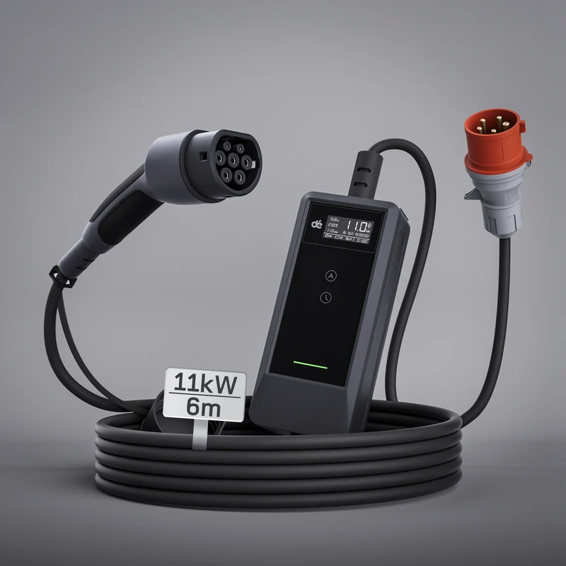 11 kW mobiles EV-Ladegerät Typ 2 | CEE16 rot | 6 m | 6–16 A einstellbar