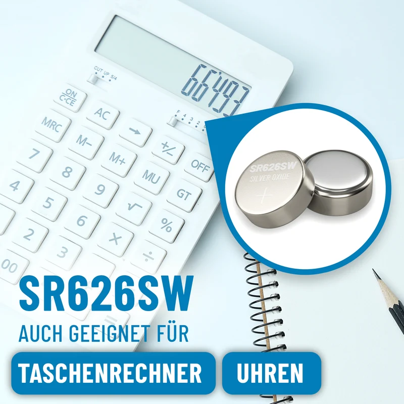 SR626SW Uhrenbatterien, 1,55 V Silberoxid