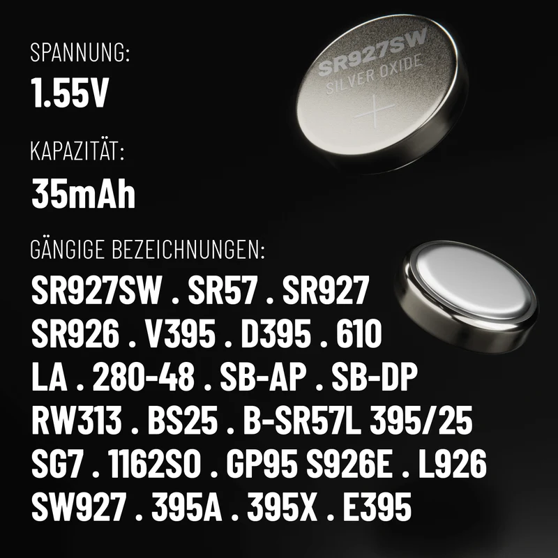 SR927SW Uhrenbatterien, 1,55 V Silberoxid