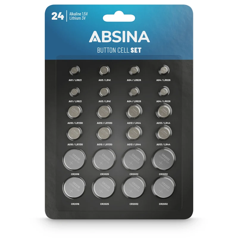 Knopfzellenset mit 8 Sorten, Alkaline und Lithium