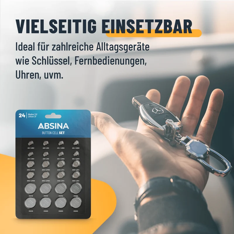 Knopfzellenset mit 8 Sorten, Alkaline und Lithium