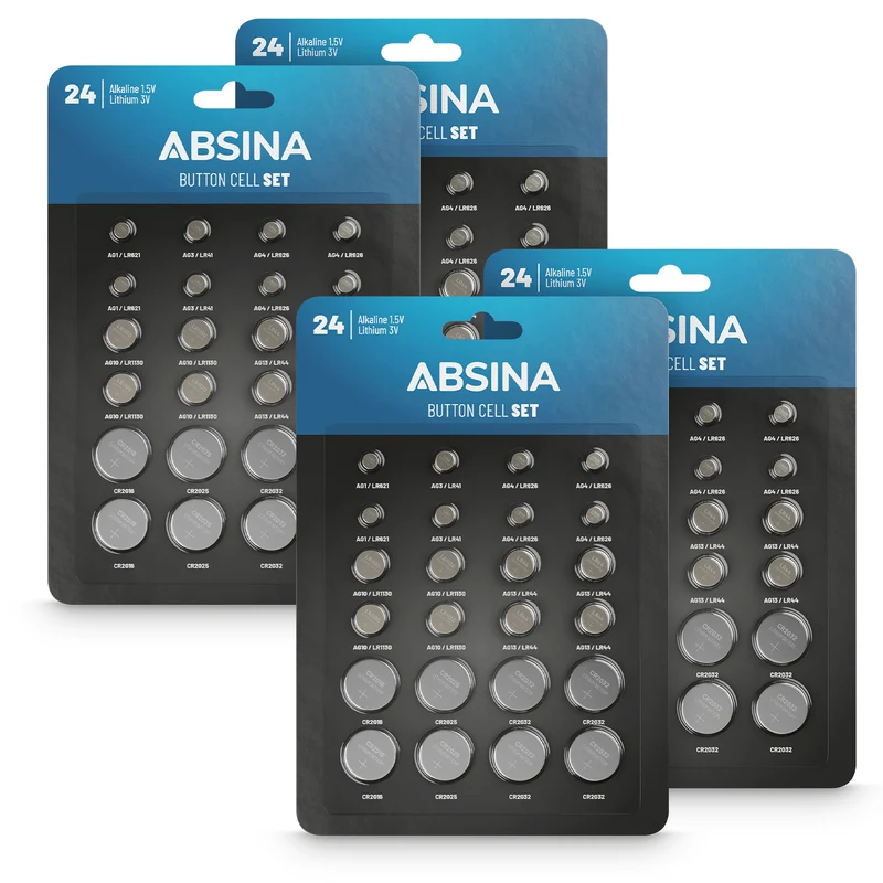 Knopfzellenset mit 8 Sorten, Alkaline und Lithium