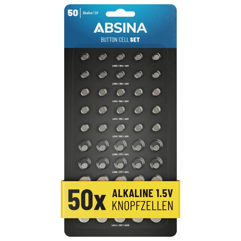 Knopfzellenset mit 5 Sorten, Alkaline 1,5 V