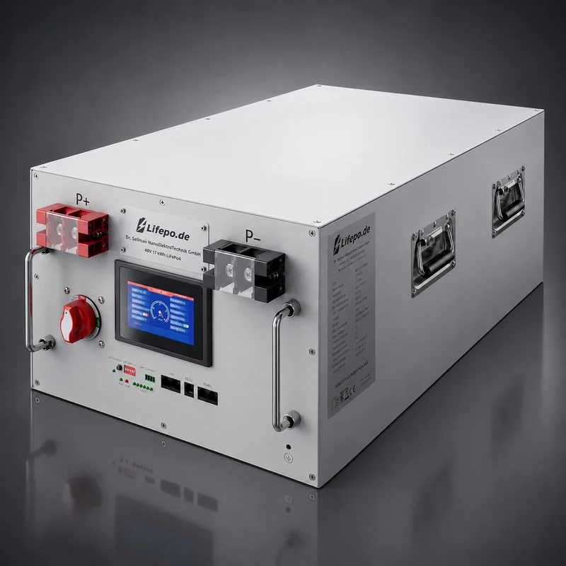 Lifepo4 17kWh 48V Batterie (HS-48-17.0) - langlebig, sicher, hergestellt in Deutschland (0%MwSt)