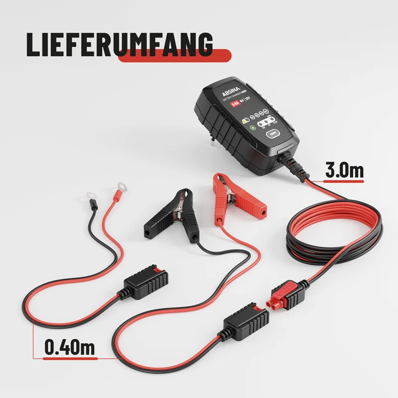 Ladegerät für Motorradbatterien A800, 6/12 V, 0,8 A
