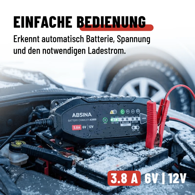 Ladegerät für Autobatterien A3800, 6/12 V, 3,8 A