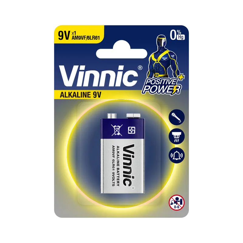 Vinnic - 9V 1.5V Longlife Alkaline-Batterie - 1 Stück