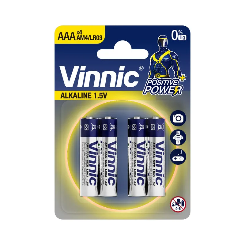Vinnic - AAA 1.5V Longlife Alkaline-Batterie - 4 Stück