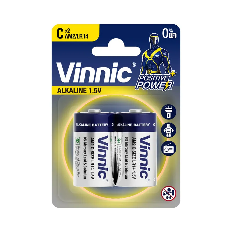 Vinnic – C 1,5V Longlife Alkaline-Batterie – 2 Stück