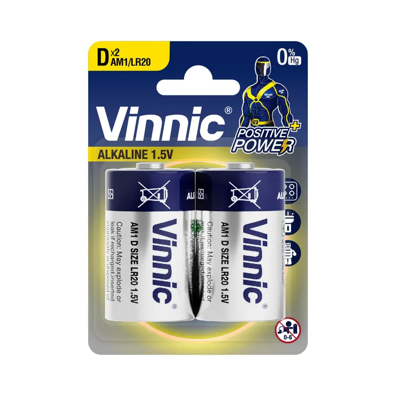 Vinnic - D 1,5V Longlife Alkaline-Batterie - 2 Stück